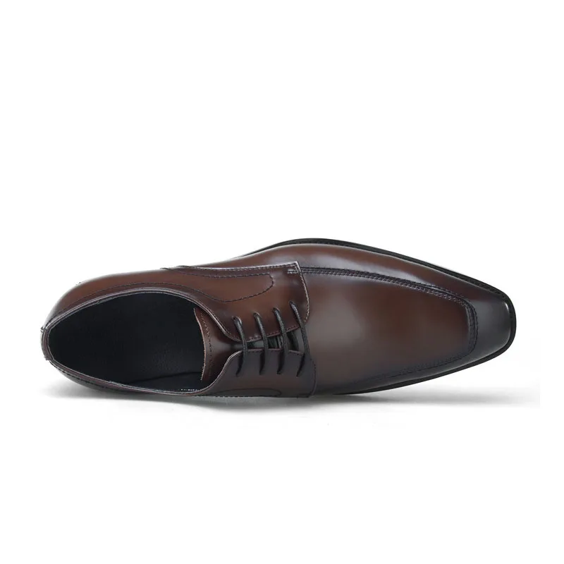 

Genuine Leather Lace Up Dress Formal Shoes Boss Elegant Pointed Toe Business Office Oxford Gents Suit Social Shoes for Men D11