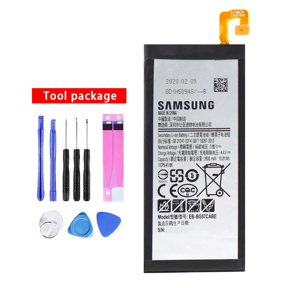100% Оригинальный аккумулятор для Samsung Galaxy J5 Prime On5 (2016) EB-BG57CABE G570Y G570M G5700 G5510 Bateria 2600mAh |