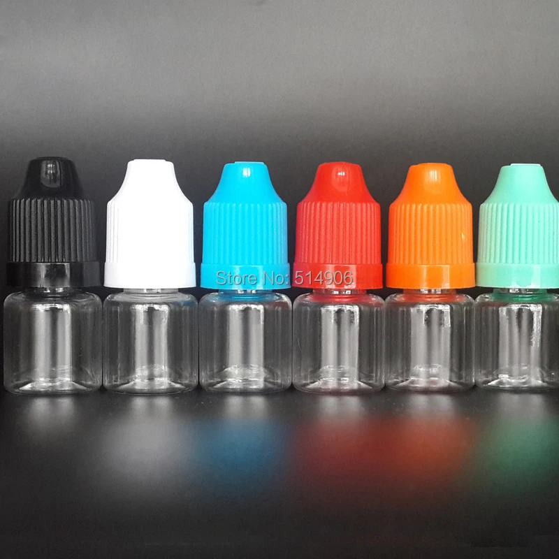 500pcs 3ml PET Clear Plastic Dropper Bottle With Childproof Cap and long fine Tips for E juice, Empty Storage Bottles