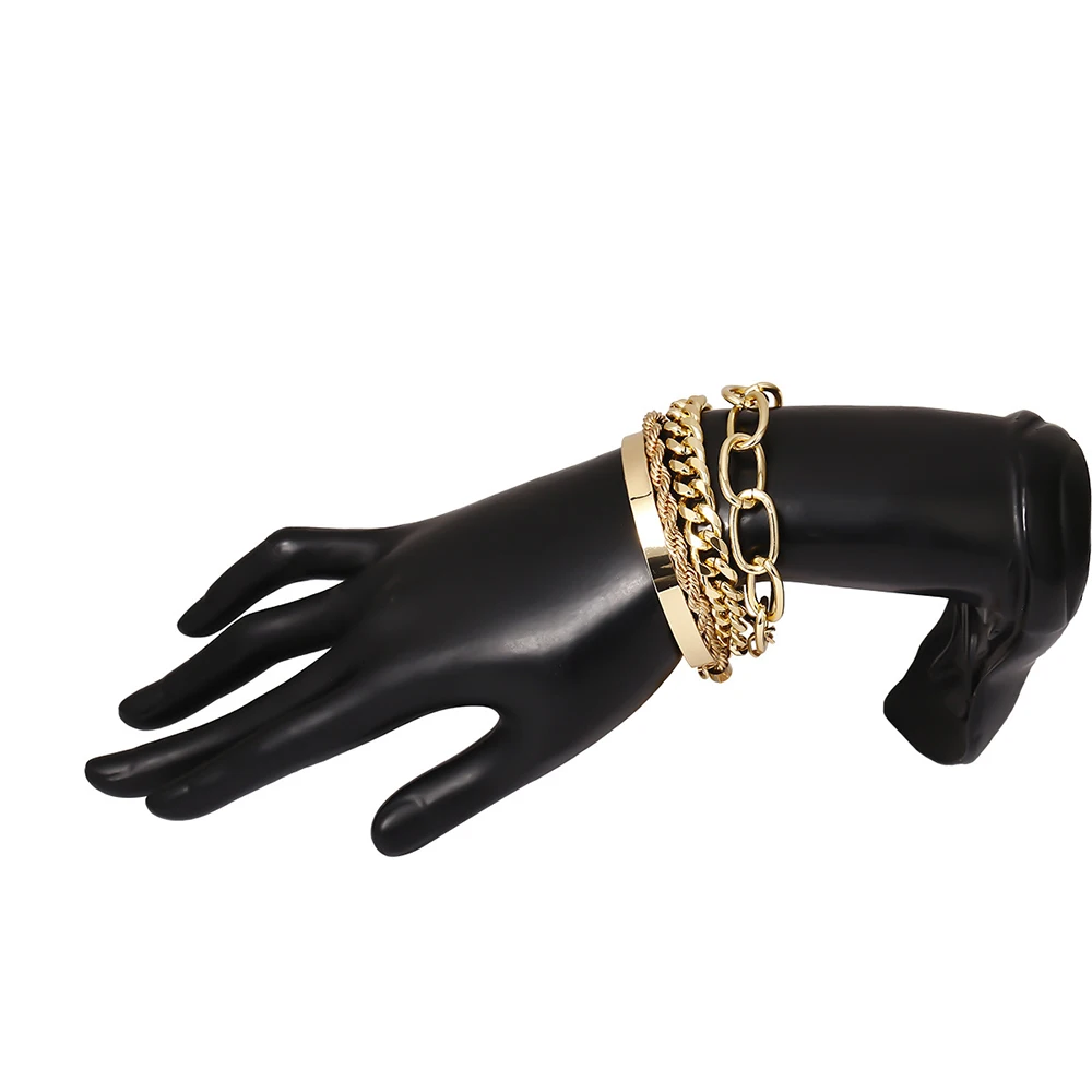 

Punk Curb Cuban Chain Bracelets Set for Women Miami Boho Gold Color Charm Bracelet Bangles Fashion Multilayer Jewelry Gift