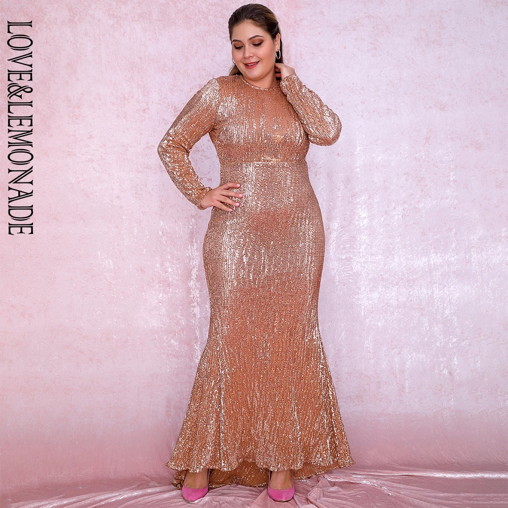 Женское платье с блестками LOVE & LEMONADE розовое золотистое эластичное