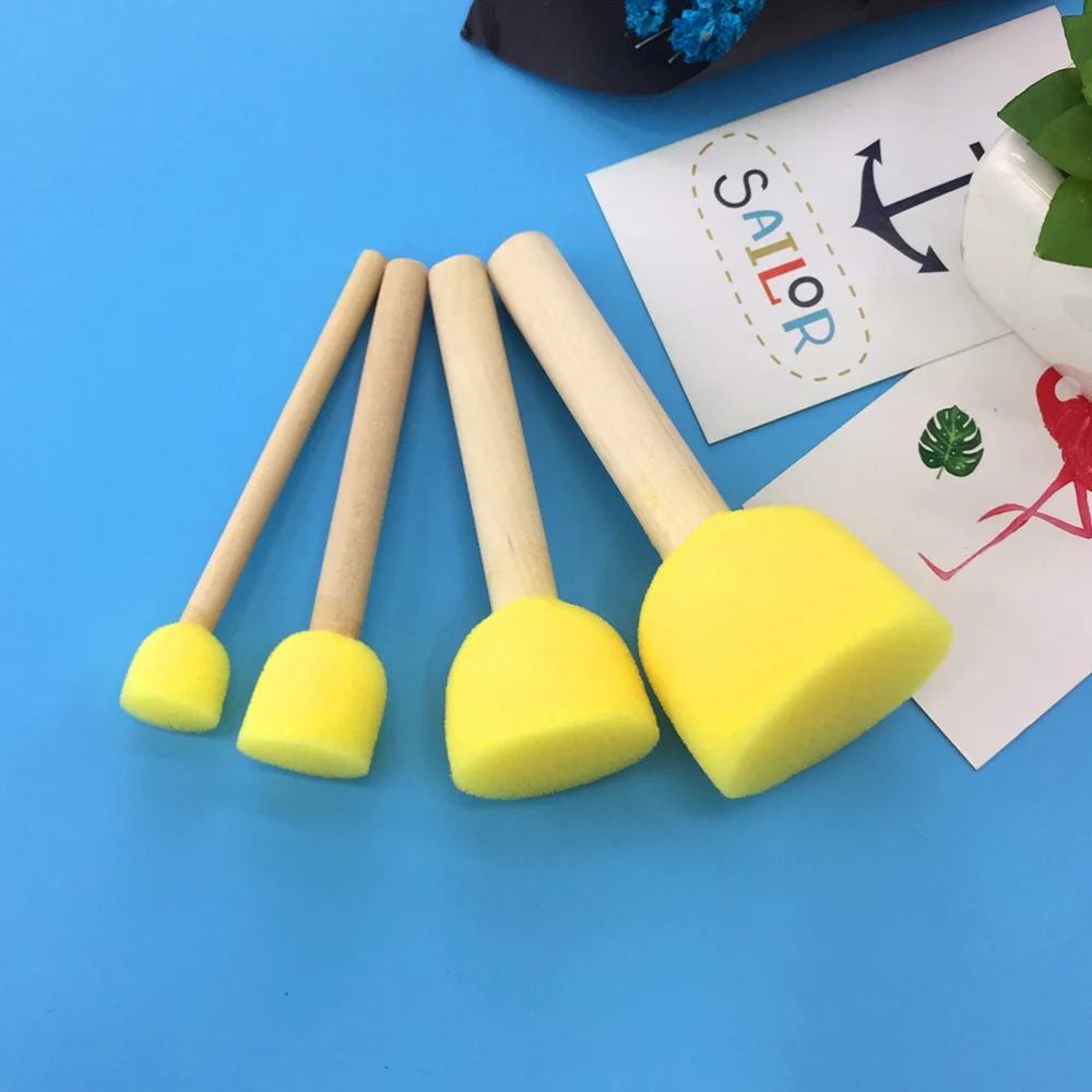

24Pcs Assorted Size Round Sponges Brush Set Kids Painting Tools Stippler (6 Sets)