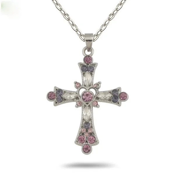 Винтажное ожерелье с подвеской в виде креста из циркония очаровательное женское