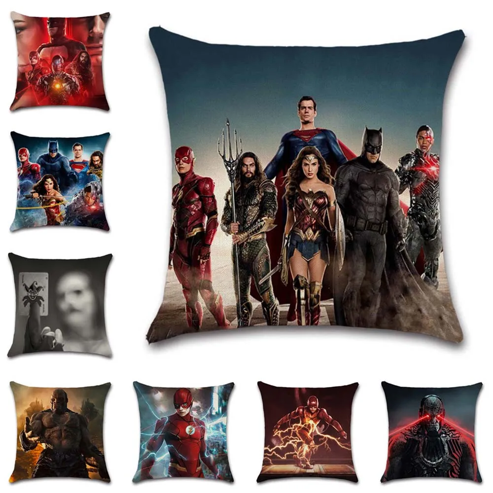 

Hero Team Print Linen Beige Cushion Cover Pillow Case Decoration for Home Living Room Sofa Chair Friend Gift