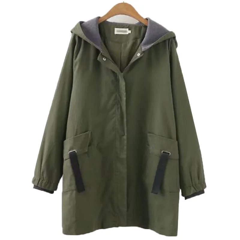 Ветровка женская с капюшоном куртка средней длины длинным рукавом Свободная