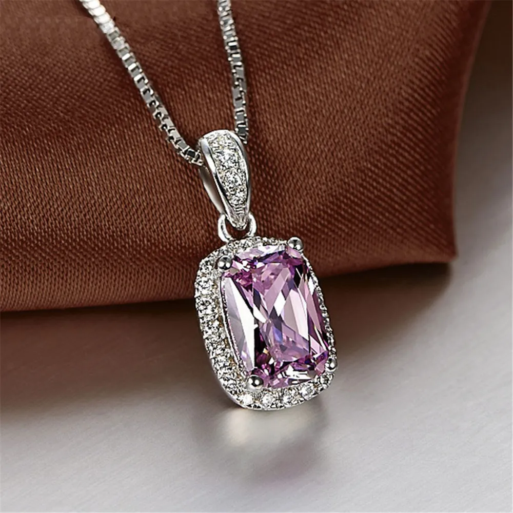 GENUINEGEM New Classic Created Moissanite 925 Sterling Silver Pendant Necklaces For Women Wedding Brand Fine Jewelry Gifts