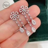 aazuo real 18k white gold real diamonds1 0ct fairy luxury flower stud earrings gifted for women advanced wedding party au750