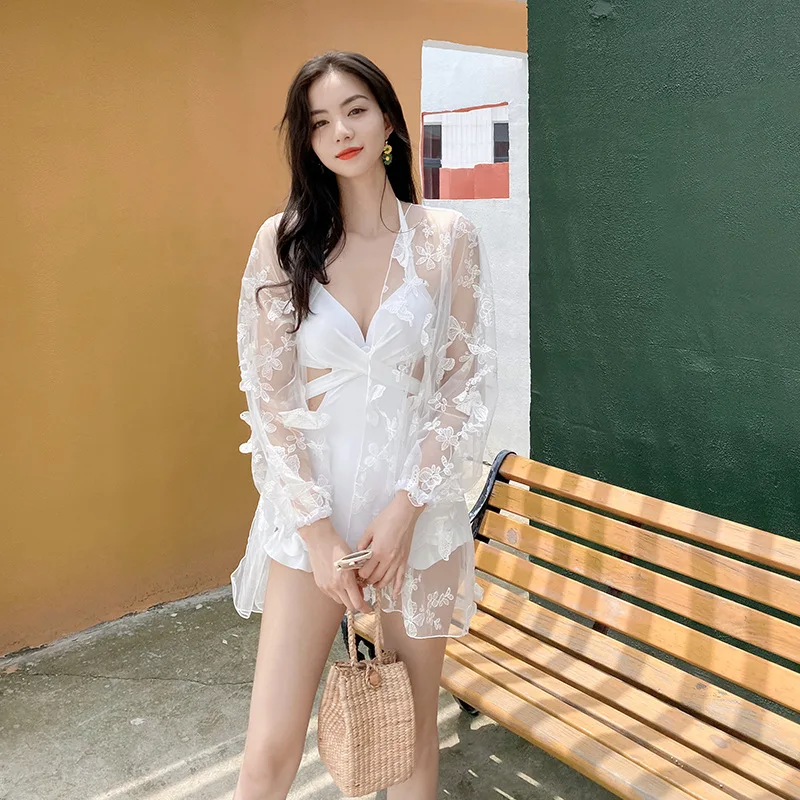 

2021 New One-piece Bikini Solid Color, High Waist, Sexy, Tight, Backless Seaside Beach Swimsuit Veil Swimsuit Ladies Bikini Set