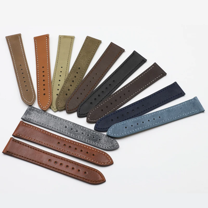 

Onthelevel Leather Watch Band Strap 18 19 20 22mm Gray Blue Brown Man Replacement Belt Watchband Accessories #E