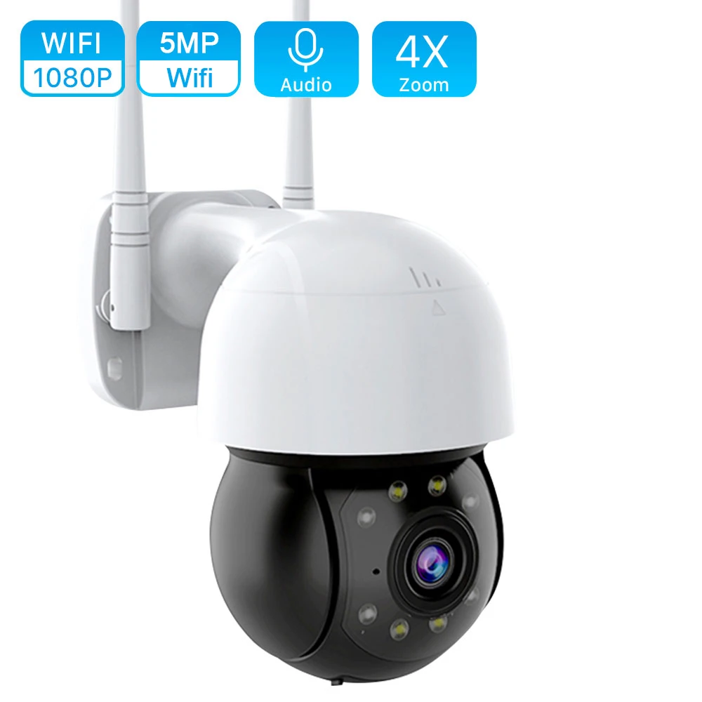 

1080P Wifi IP Camera Outdoor 4X Digital Zoom AI Human Detect Wireless Camera H.265 P2P ONVIF Audio 5MP Security CCTV Camera