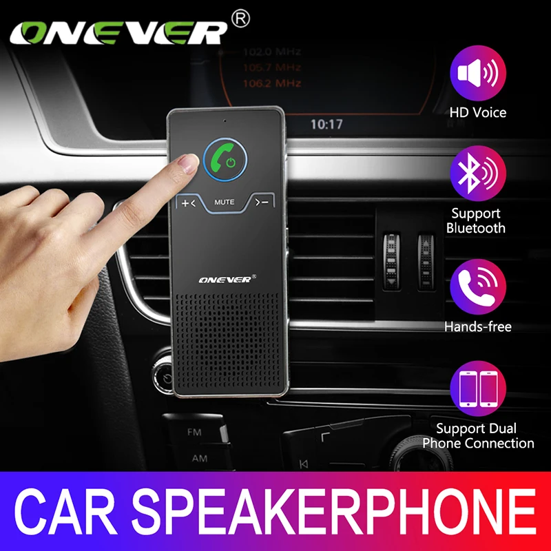 Onever Беспроводная гарнитура Bluetooth автомобильный комплект солнцезащитный козырек Громкая связь динамик телефон автомобильный аудио MP3 плеер Голосовая трансляция
