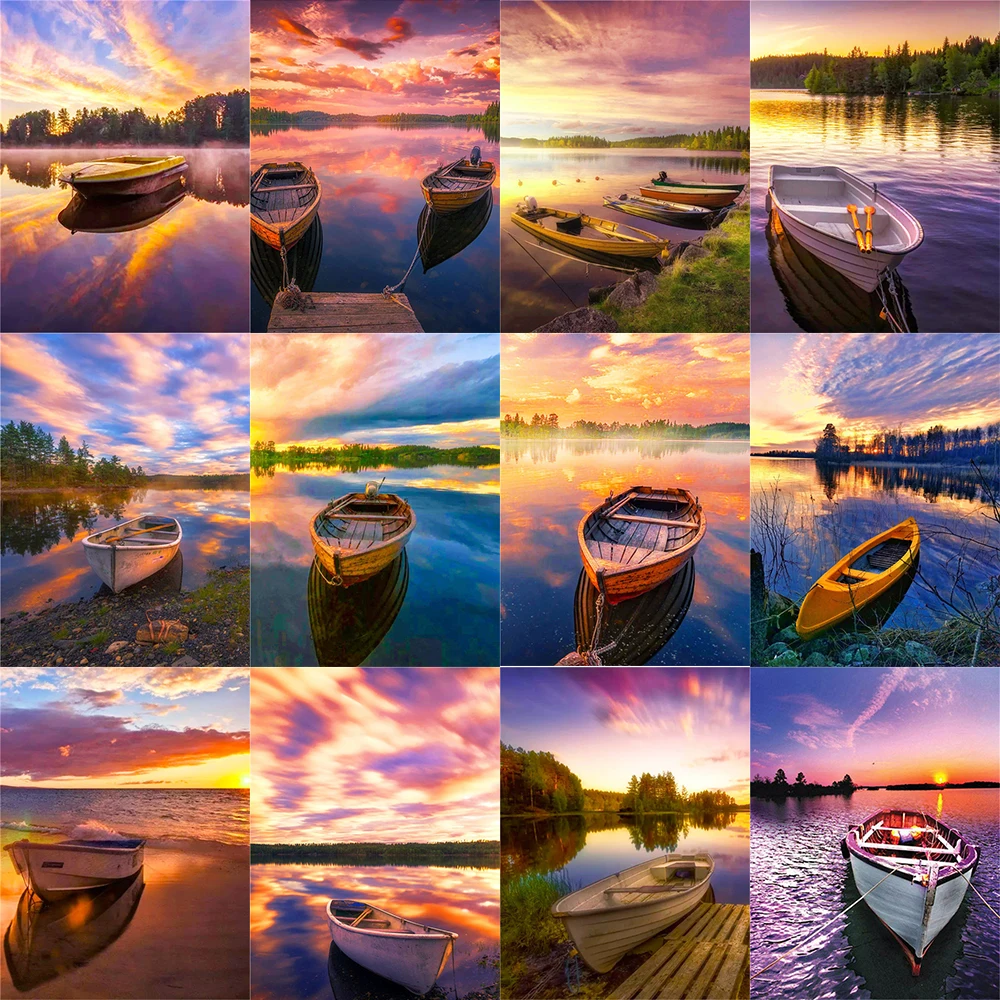 

Wall Art DIY Diamond Ferry Painting Cross Stitch Sunset Pictures Full Round Drill 5d Embroidery Mosaic Handmade Home Decoration
