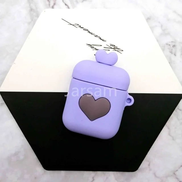 Для Airpods 2 Чехол, силиконовый чехол с рисунком, чехол для air pods, милый чехол для наушников, 3D чехол для наушников, аксессуары для наушников - Цвет: Purple love