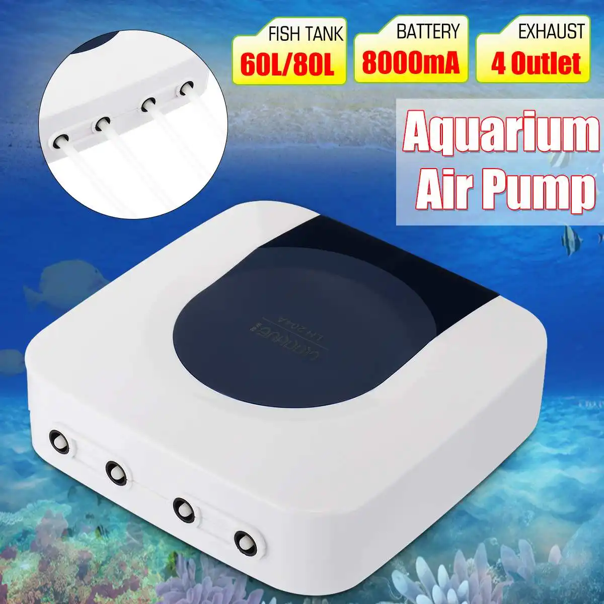 4 Holes Aquarium Air Pump Fish Tank Mini Compressor for Aquarium Single 2/4 Outlet with Check Valve Tube Aquatic Accessories