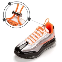 1 pair no tie shoelaces metal spring buckle lock shoelace outdoor take a walk sneakers round elastic children unisex shoe laces