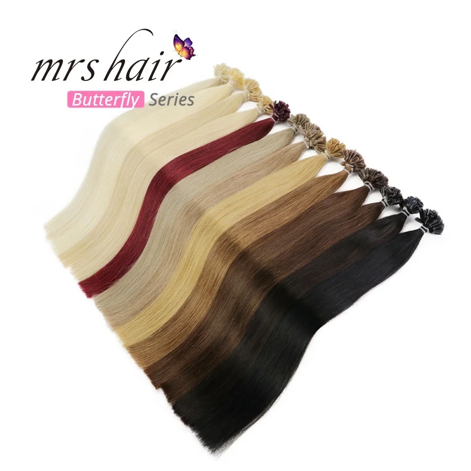 MRS HAIR 0,5 г/шт., 12 дюймов, накладные волосы, прямые, машинные, сделанные волосы Remy Nail, кератиновые, Предварительно Связанные человеческие волосы, 50 шт