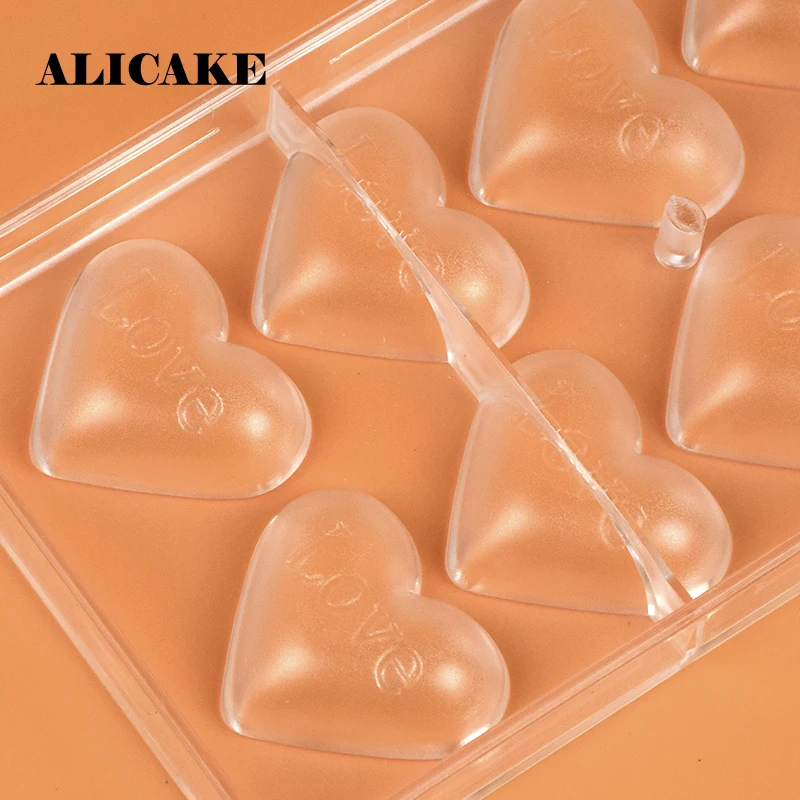 Polycarbonate Chocolate Bar Moulds Valentine's Day 10 Holes Heart Candy Plastic Molds Kitchen Baking Tools For Cakes | Дом и сад