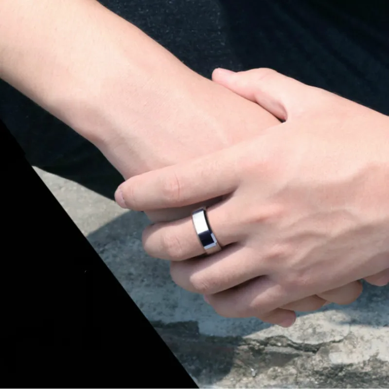 1pcs tri-colored Double Bevel Edge Steel Titanium Finger Rings Party Favors for Men and Women decoration Gifts Suppl - купить по