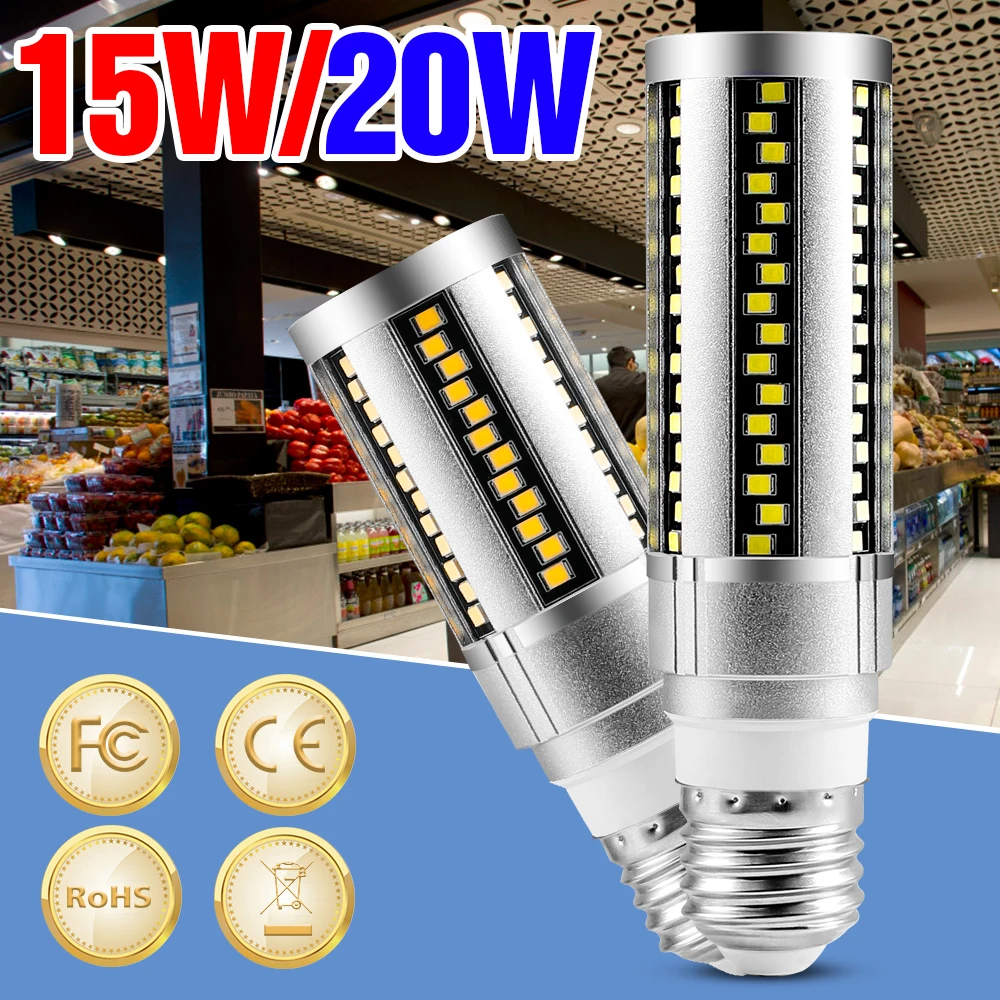 Светодиодная лампа-кукуруза E27 Led лампа свеча светильник 220V 2835 SMD на 15 Вт 20 хит