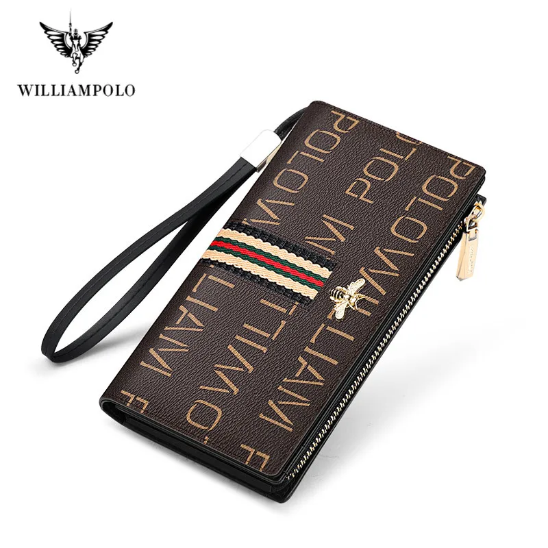

Williampolo Long Cltuch Wallet Women Leather High Quality card phone coin Zipper Money Purses Lady Fashion card holder Wallet