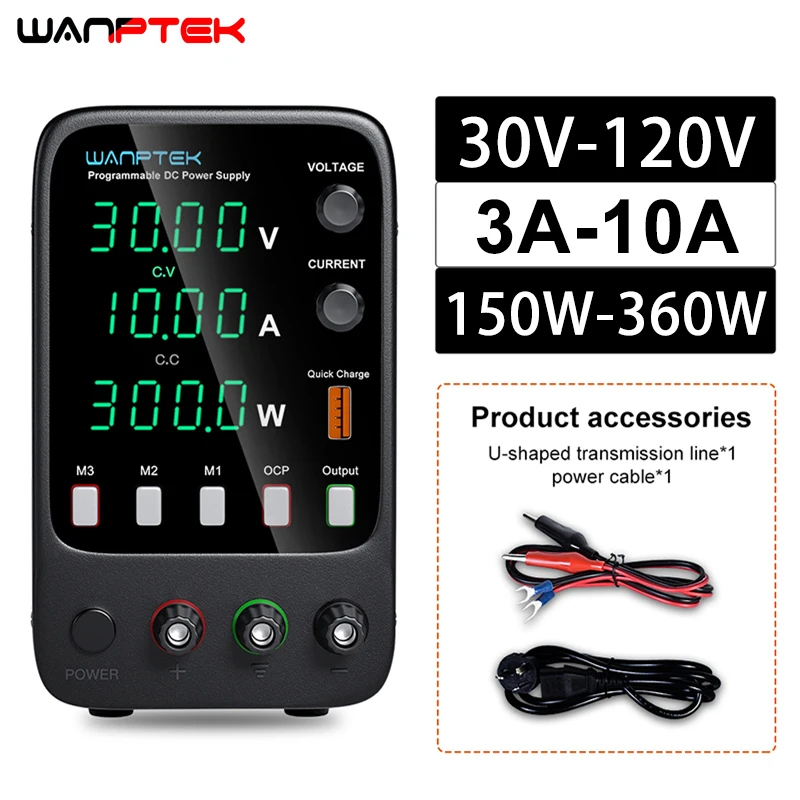 Лабораторный источник питания Wanptek Регулируемый с 4-значным дисплеем USB 30 в 10 А |