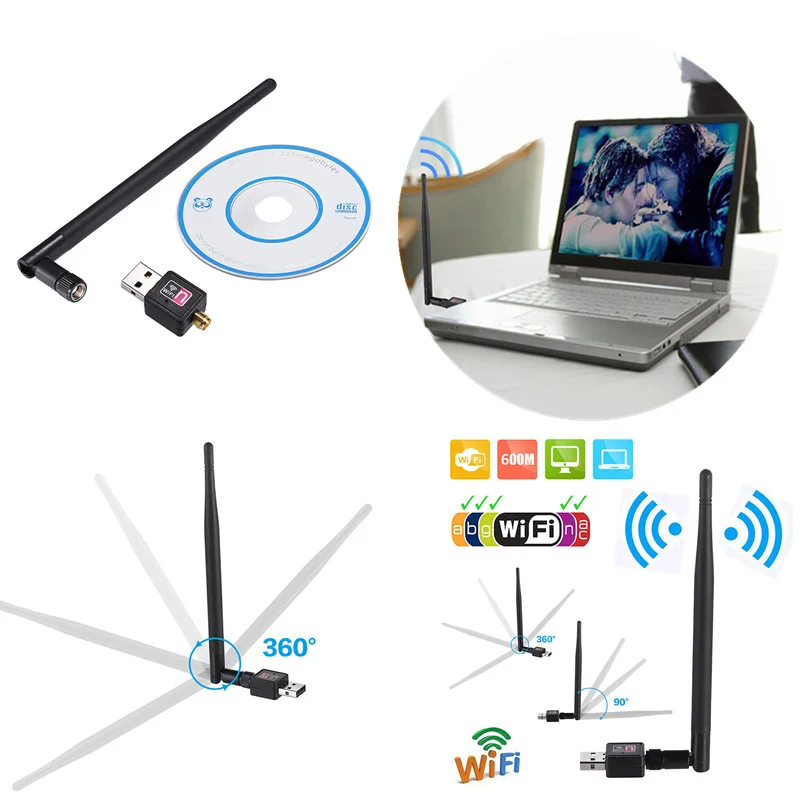 USB беспроводной Wifi адаптер 600/900 Мбит/с 802.11b/g/n Ethernet Сетевая карта Wi-Fi приемник для