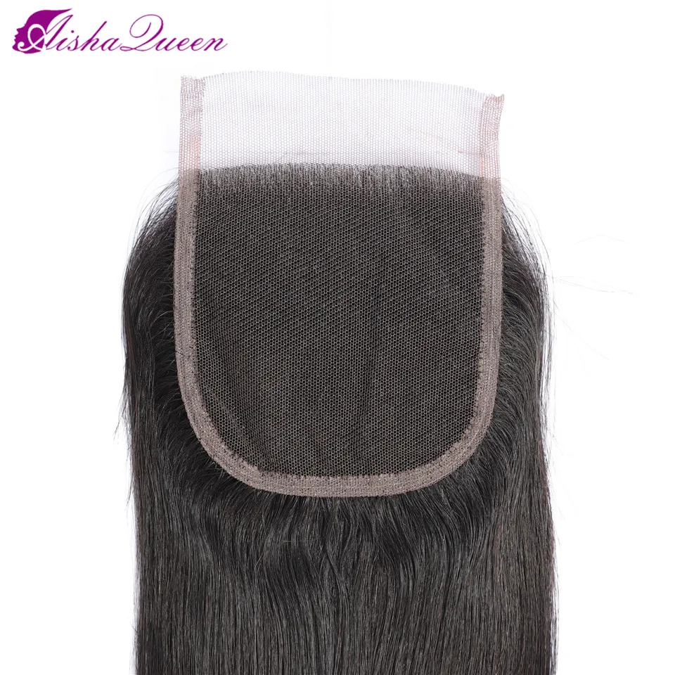 

Aisha Queen Hair Brazilian Straight Hair Closure Free/Middle/Three Part Swiss Lace Closure Natural Color Non-Remy Hair Weave