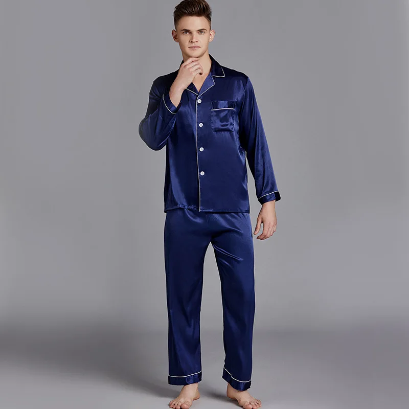 

Пижамный комплект Мужской Атласный Шелковый, шелковая одежда для сна, мягкая уютная атласная ночная рубашка в современном стиле, лето