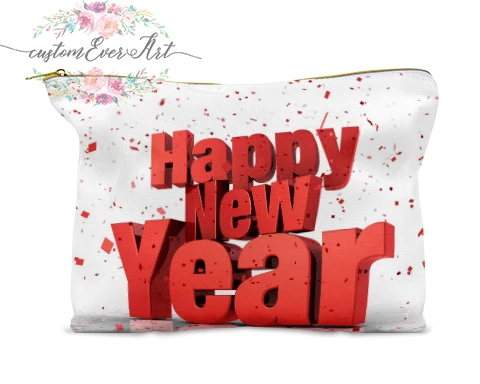 

Happy New Year cosmetic bag Cosmetic Case Cosmetic pouch makeup bag cute travel bag for women gift