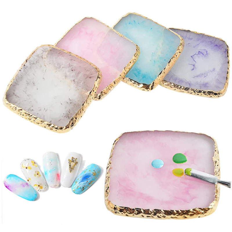 

Resin Stone Nail Art Polish Palette Paint Drawing Color Dish Manicure Pedicure Display Board DIY Make Up Tools