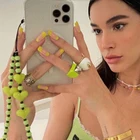 Y2k аксессуары цепочка с радужными бусинами в форме сердца в винтажном стиле Харадзюку ЭТНИЧЕСКИЕ брелки Подвески модные аксессуары 90-х эстетические Новые