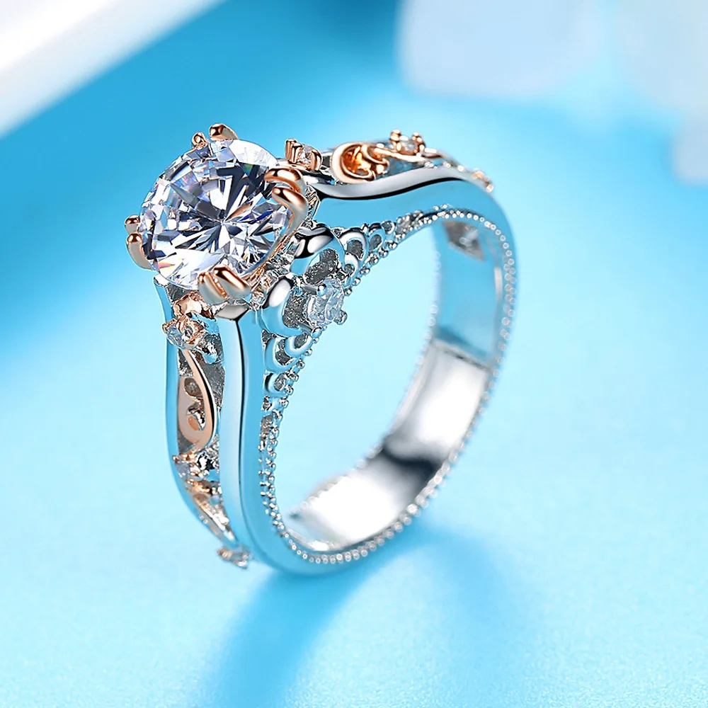 Обручальные кольца с цирконом AAA для женщин обручальные цвета розового золота