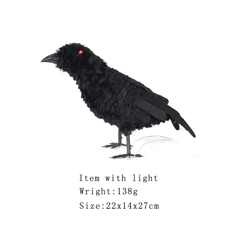 crow Украшение для Хэллоуина, светящаяся кошка, летучая мышь, Сова, Ворон, моделирование животных, Вечерние Декорации в виде ужасов, Декорации для дома, Хэллоуина - Цвет: crow