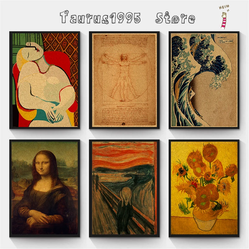 

New Leonardo da Vinci Manuscript - Vitruvian Man Posters Nostalgic Retro Decorative Painting Core Kraft Paper Vintage poster