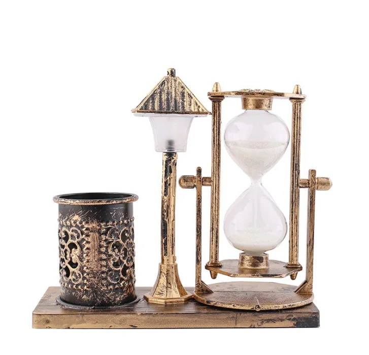 

ztgs Night lighthouse table lamp family dining table decoration retro hourglass with LED