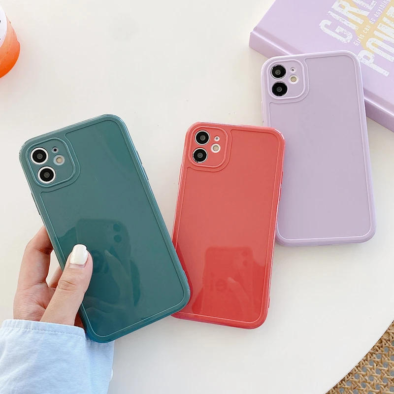 Простой чехол карамельного цвета для телефона iPhone 12 Mini 11 Pro Max X XS XR Xs мягкий