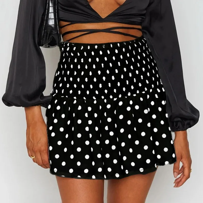 

Oeak Harajuku A-Line Mini Printed Skirt Girl y2k High Waist Pleated Sailor Korean Kawaii Sweet Beach Dots Short Skirt Skort