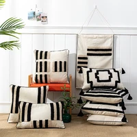 black white cushion cover 45x45cm30x50cm pillow cover decorative tufted geometric pillow case boho decor for home sofa bed