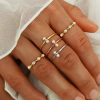 5 pcsset simple small pearl ring for women silver gold color mixed color knuckles ring set fashion party jewelry christmas gift