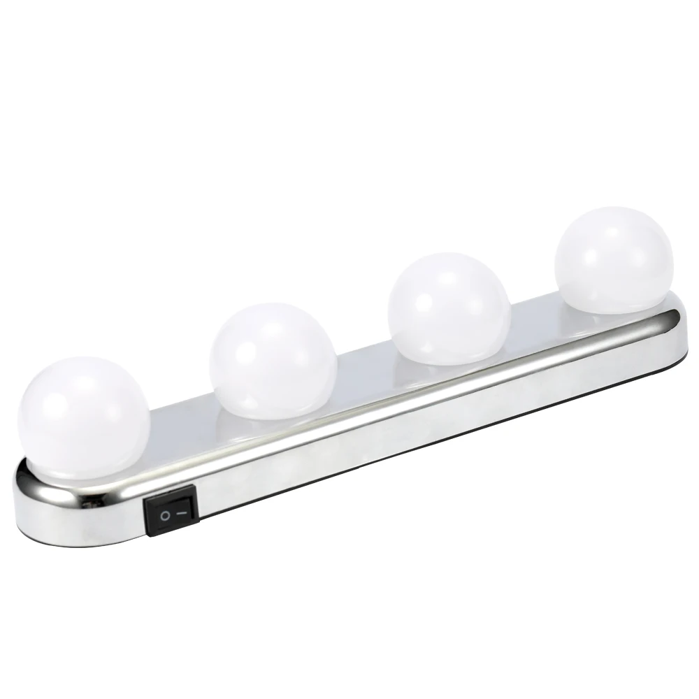 Make Up Light Vanity Lighting Cordless Professional Super Bright with 4 LED Bulbs Portable Cosmetic Mirror Desk Lamp Lights Kit | Лампы и