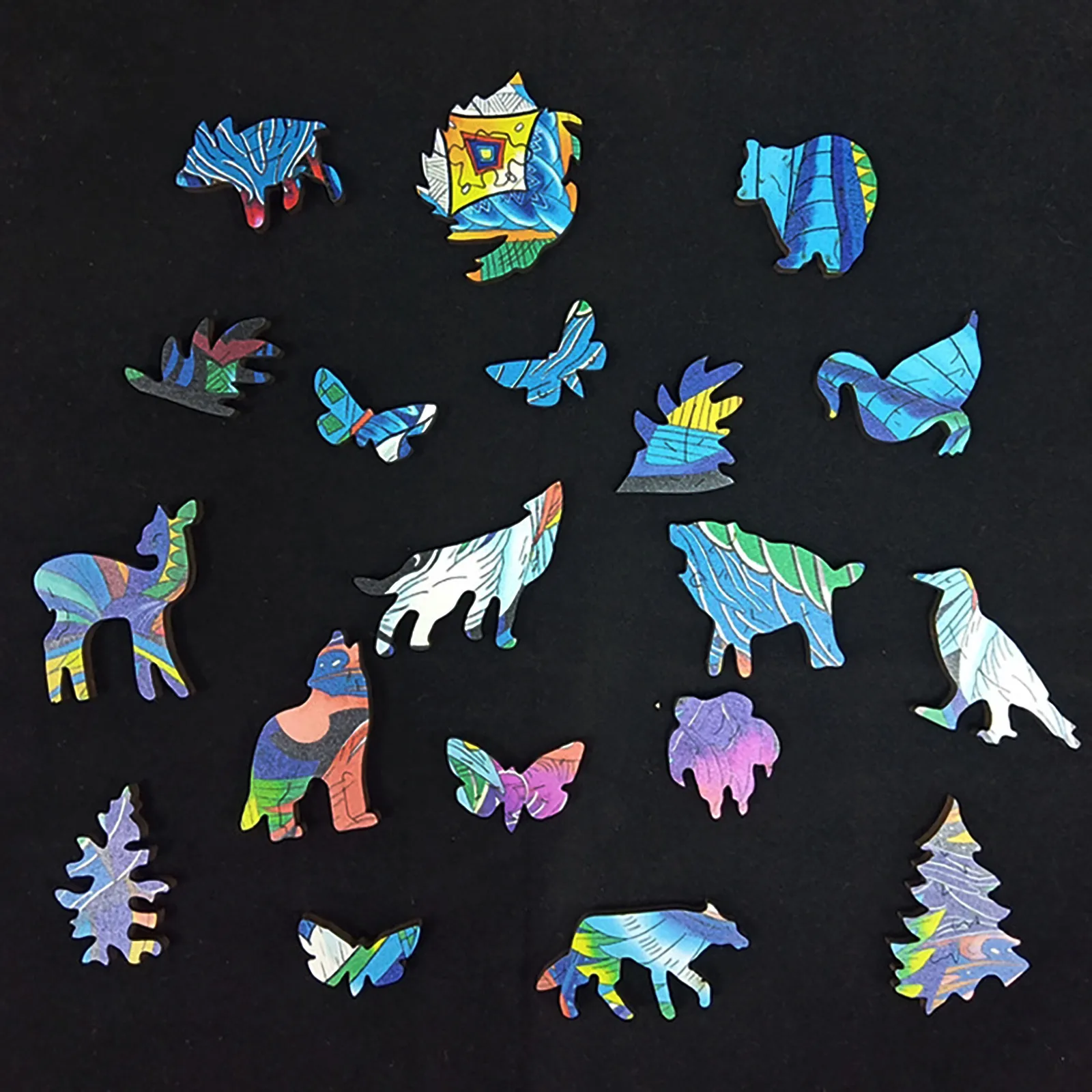 

Wooden Puzzle Unique Shape Pieces Animal Gift for Adults And Kids 95 Pieces 5mm Thick Cartoon Wolf Pattern Puzzle Fun Toys 5*