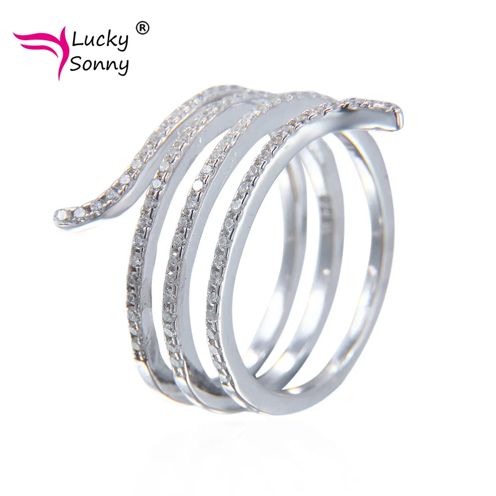 

Lucky Sonny 925 Sterling Silver Rongs Jewelry Wholesale Latest Design for Women Hip Hop CZ Micro Pave Cocktail Silver Snake Ring