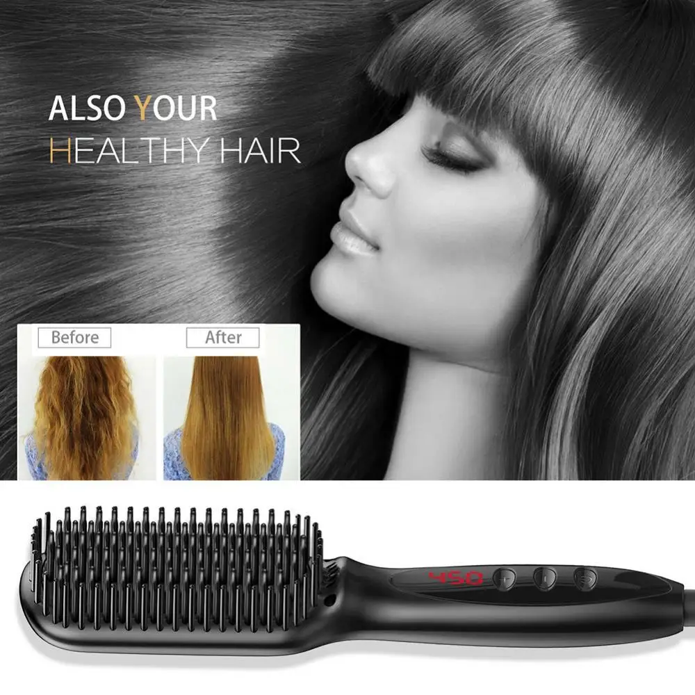 

Electric Negative Ion Digital Display Comb Hair Straightener Styling Brush Tool