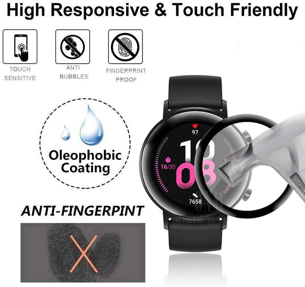10 шт. 5D Защитная пленка для экрана Huawei Watch GT 2 42 мм мягкая круглая аксессуары (не