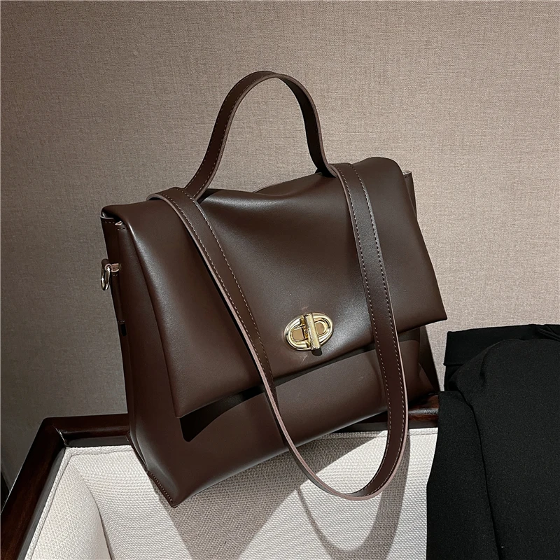 

Burminsa Vintage Soft Flap Women Handbags Brand Designer Simple Large Capacity Work Ladies Shoulder Crossbody Bags Winter 2022