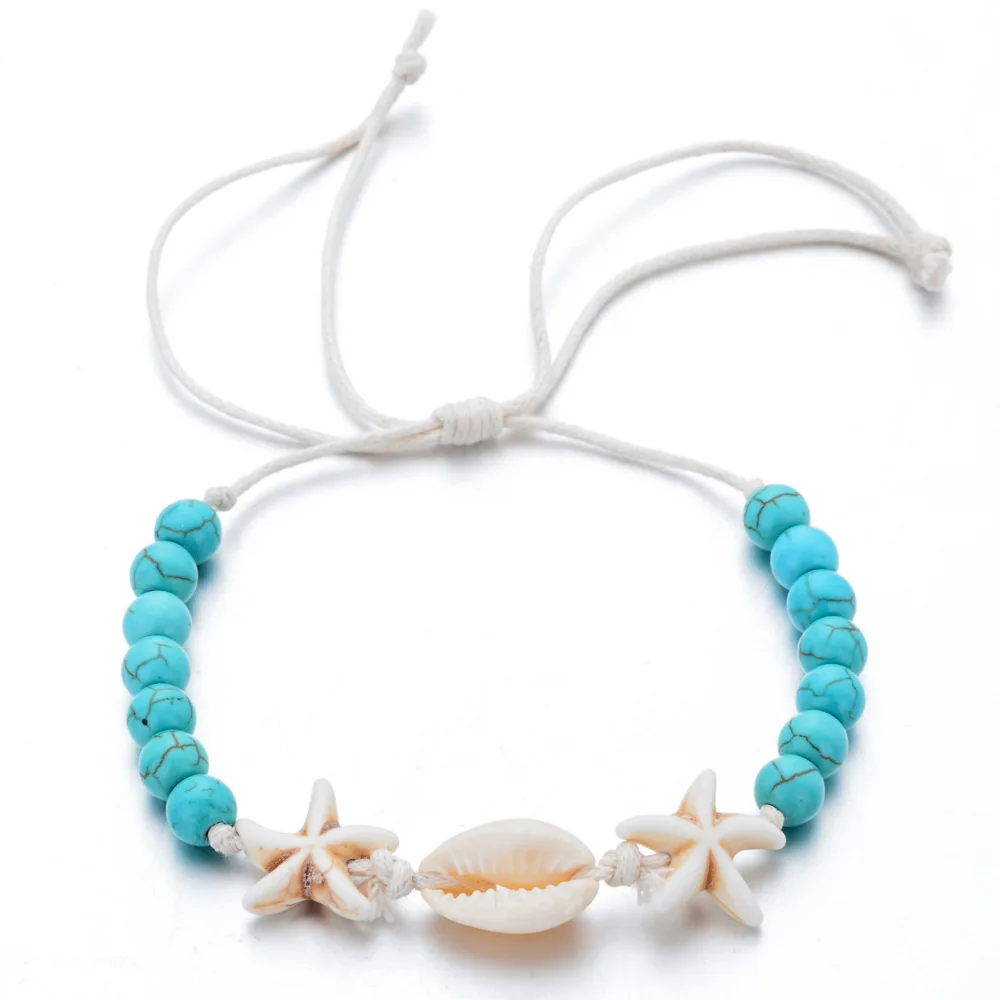 

Ant Angel Natural Stone Shell Bracelet Hand-woven Adjustable Wax Rope Chain Bracelet for Women Wholesale