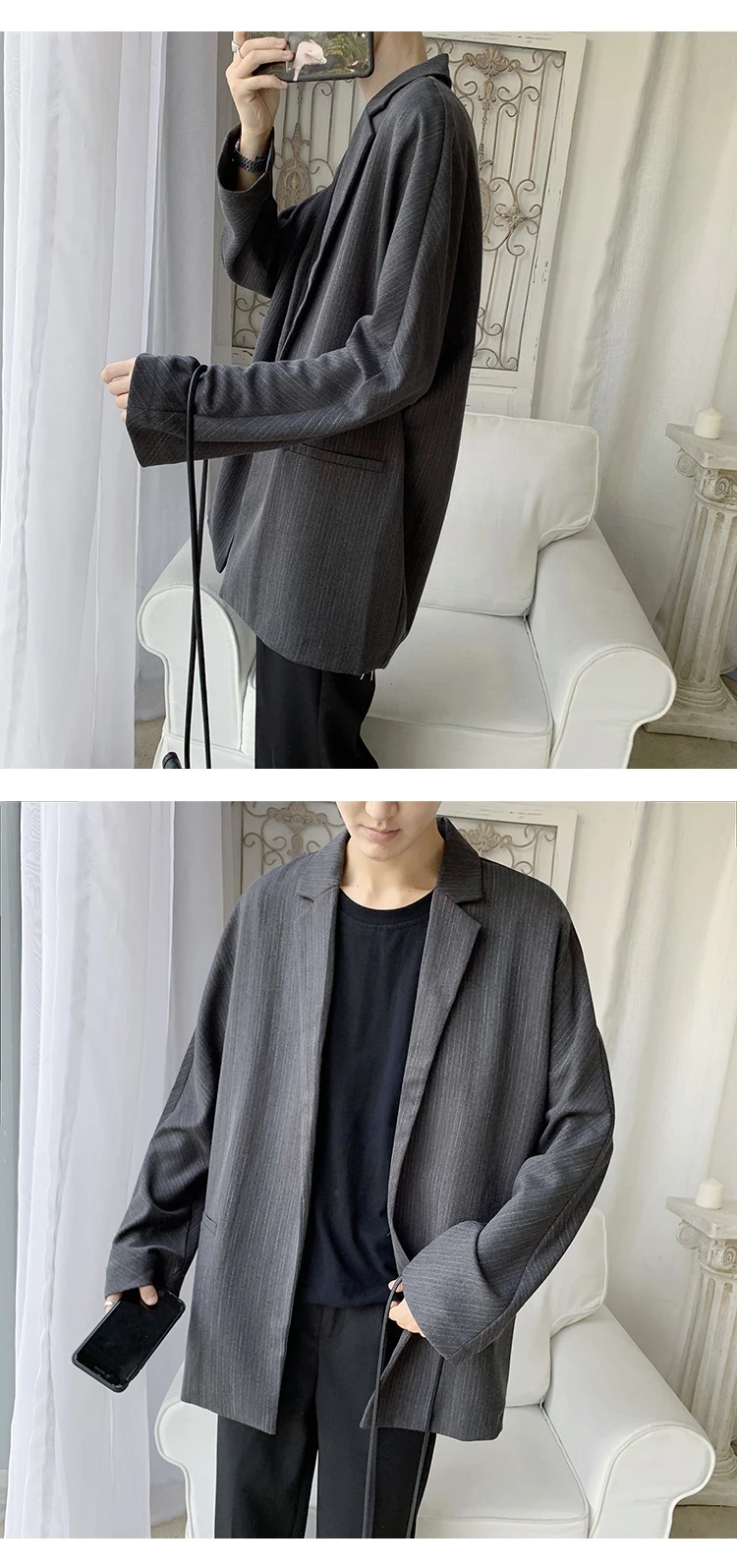 Hongkong Autumn Men Blazer Black Oversized Blazer Masculino Yuppie Style Men Blazer hombre