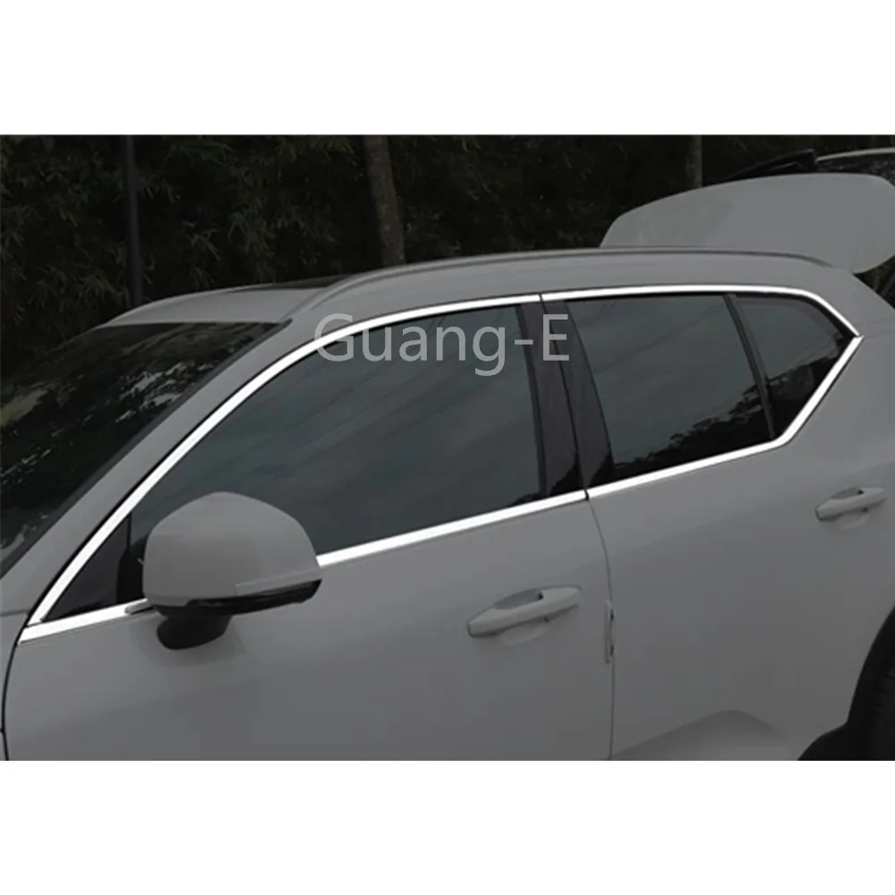 

Car Styling Stainless Steel Garnish Pillar Window Middle Strip Trim Frame Lamp Hood For VOLVO XC40 2018 2019 2020 2021