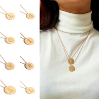 simple zircon round item sweater chain female personality 26 letter micro set pendant necklace n1253