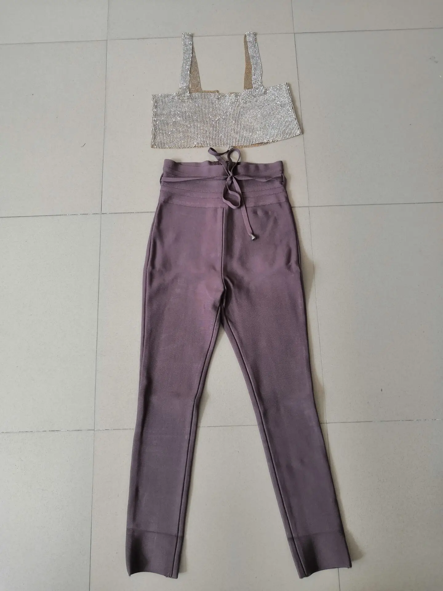 gold top brown pant Комплект знаменитостей из 2 предметов: яркий черный топ высокого качества, бандажный комплект из вискозы, комплект для вечеринок в ночном клубе - Цвет: gold top brown pant